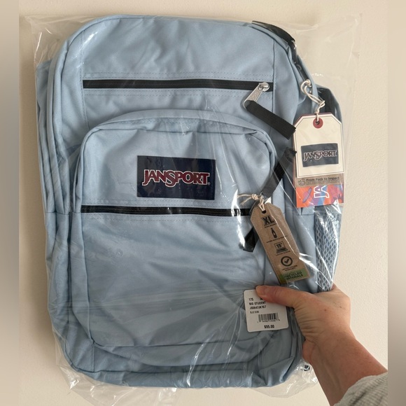 New Jansport Backpack 34L Big Student Bookbag Travel Pack Blue Dusk 15” Laptop - Picture 2 of 6